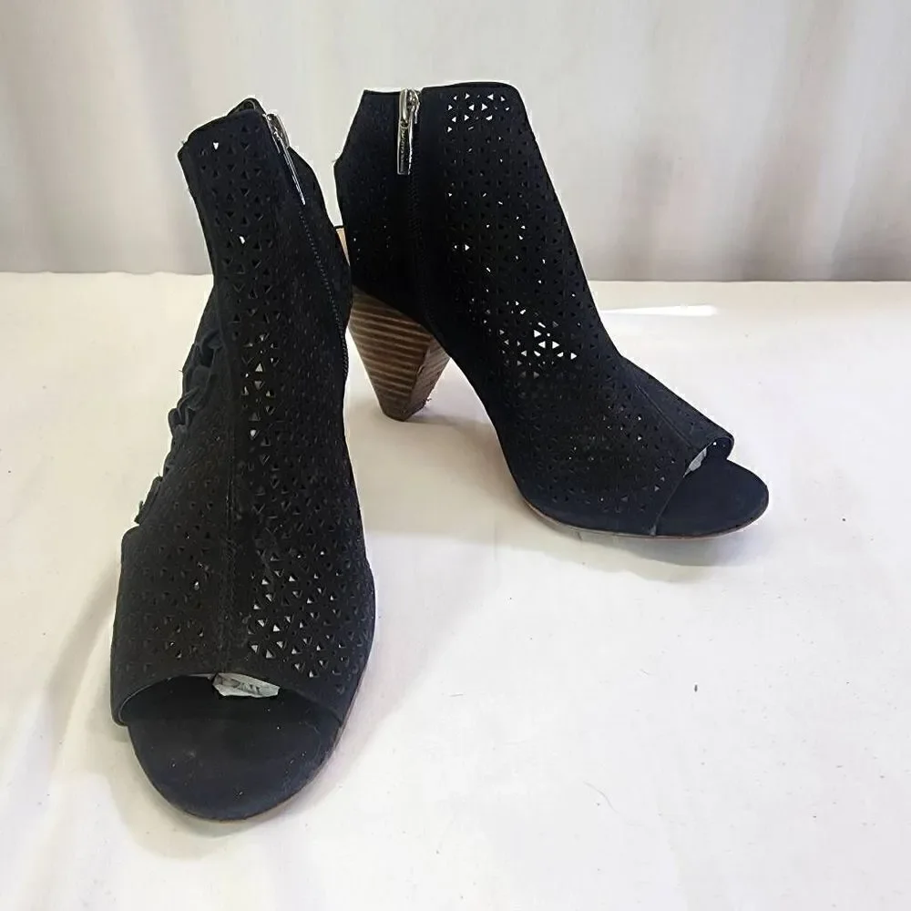 Vince Camuto Black Suede Ankle OpenToe Booties Size 8.5